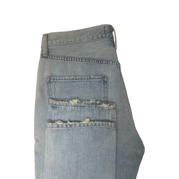 New Agolde Riley High Rise Straight Leg Crop Jeans Size 27 In Shatter Wash Blue - Picture 9 of 16
